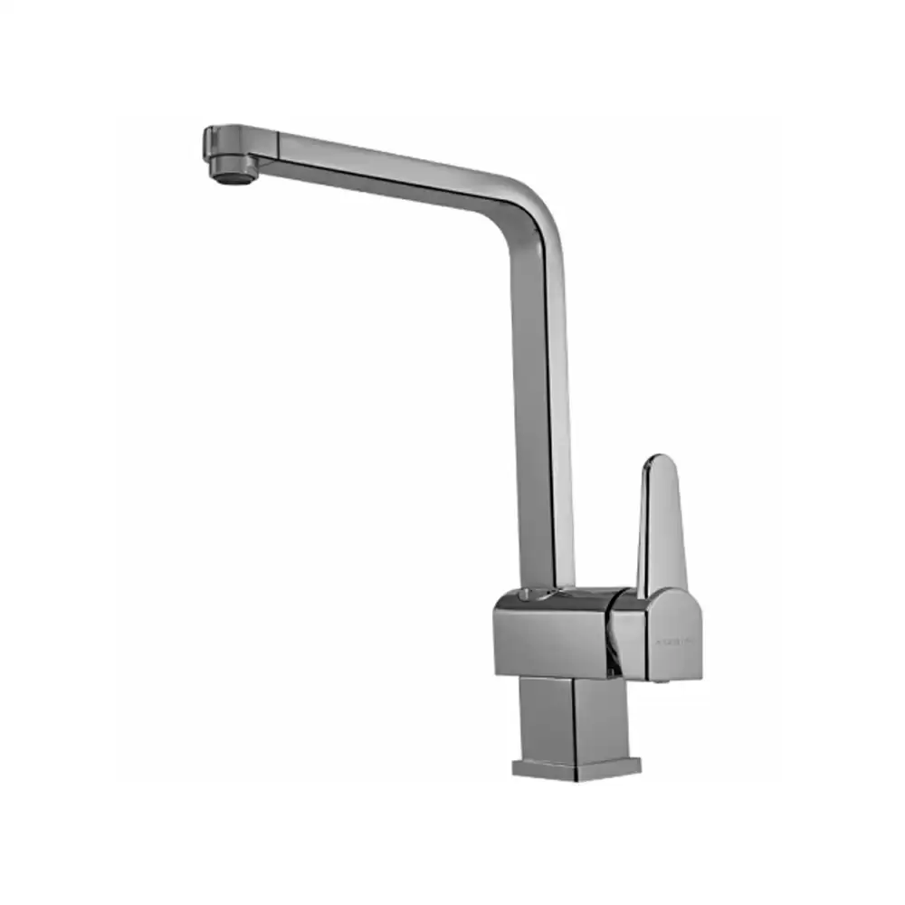 Aquini Avila Deck Mounted Single Lever Sink Mixer With Side Operated High Swivel Spout With 450 mm Long Flexible Connectors - Chrome Finish