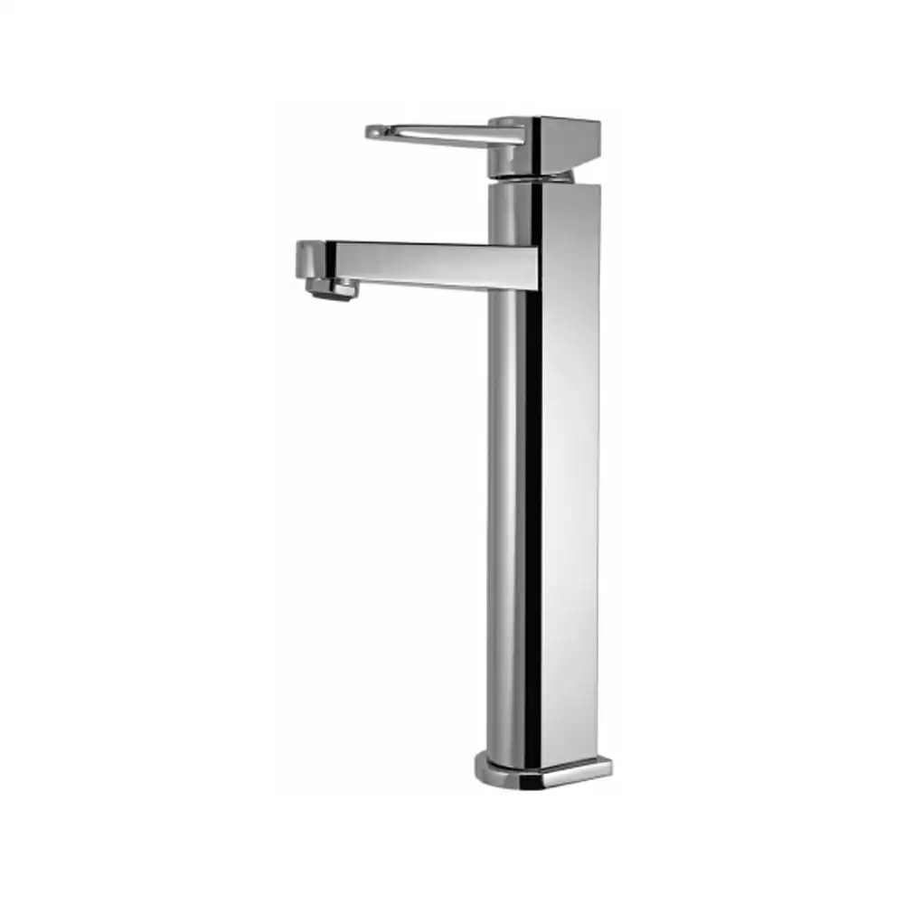 Aquini Avila High Neck Single Lever Basin Mixer With 450 mm Long Flexible Connectors - Chrome Finish