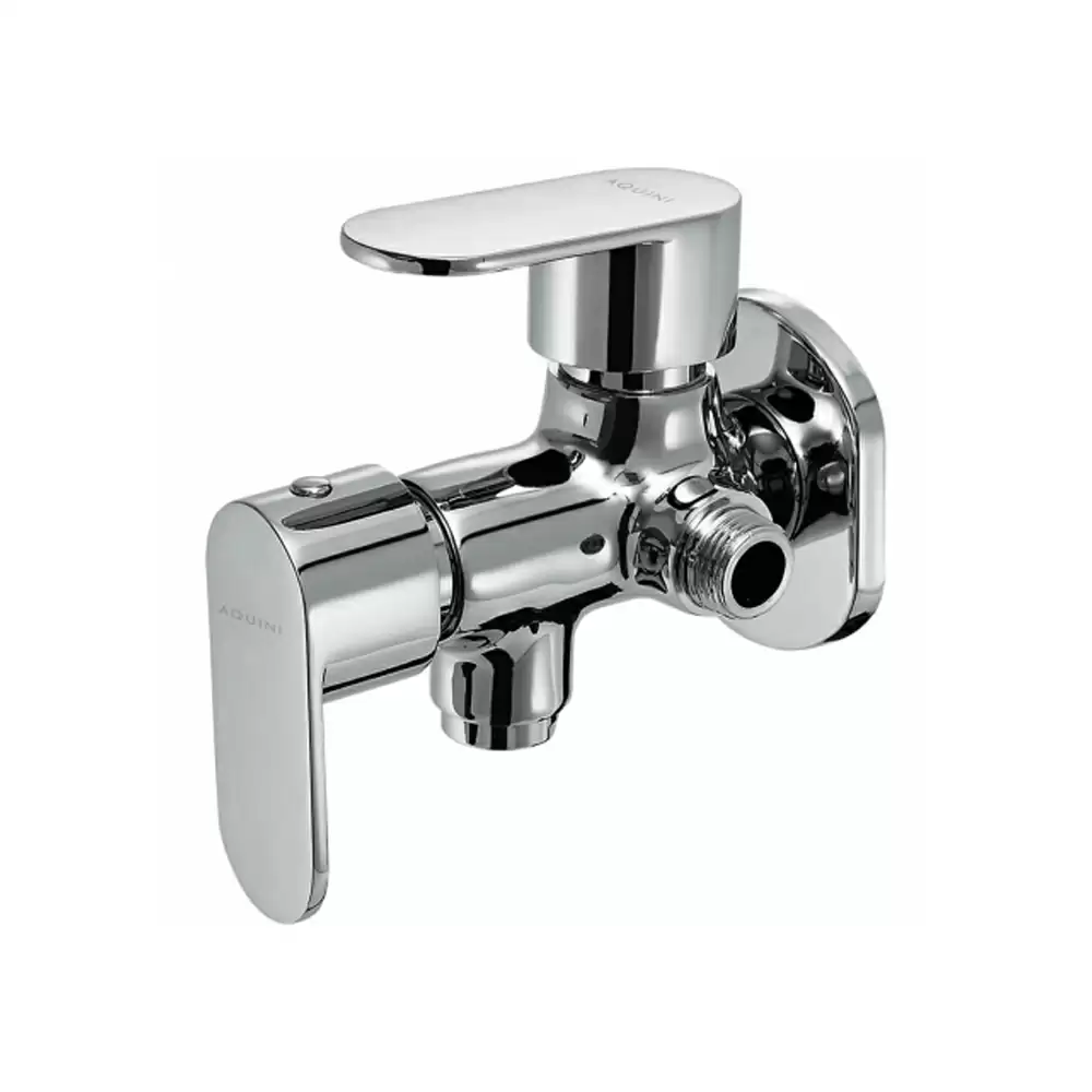 Aquini Azzuro Two-Way Bib Cock With Wall Flange - Chrome Finish