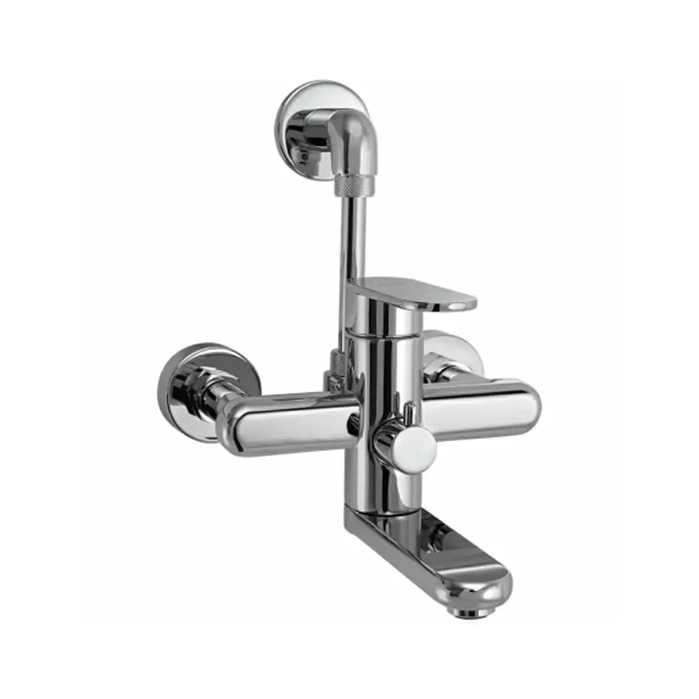 Aquini Azzuro Single Lever Wall Mixer With ‘L’ Shaped Tubular Bend Set For Overhead Shower - Chrome Finish