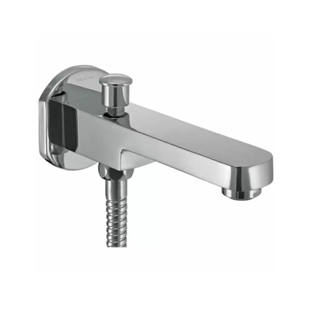 Aquini Azzuro Wall Spout With Button Attachment For Hand Shower With Wall Flange - Chrome Finish