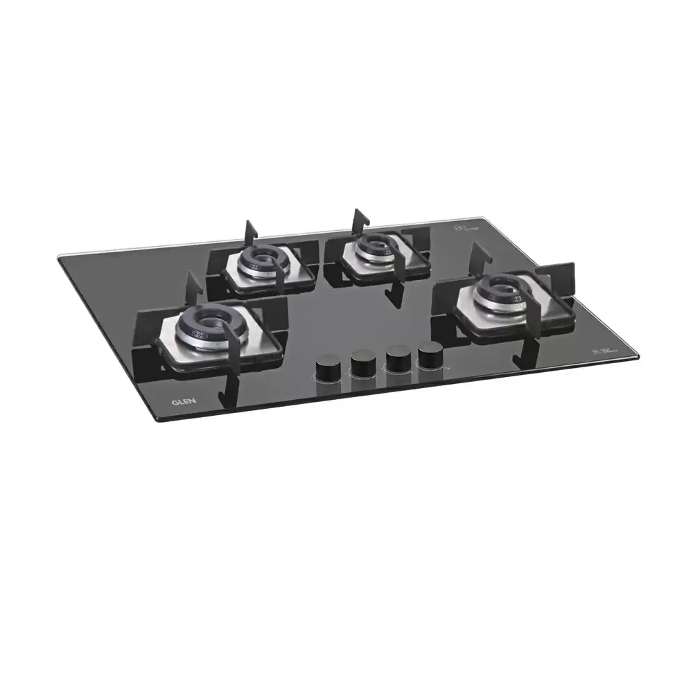 Glen BH 1074 SQ IN 70 cm 4 Italian Burner Auto Ignition Glass Top Built-in Hob - Black (2 Years Warranty)  