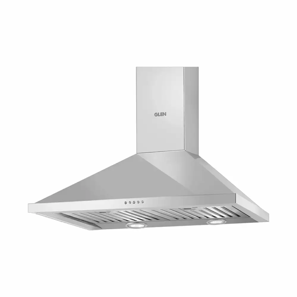 Glen CH 6054 SS 60 cm Baffle Filter Pyramid Wall Mounted Kitchen Chimney, Suction Capacity 1250 m³/hr - Stainless Steel