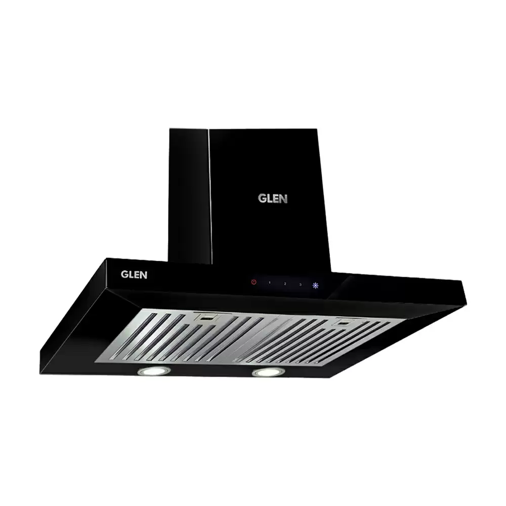 Glen CH 6056 SX TS 60 cm Baffle Filter Hood Wall Mounted Kitchen Chimney, Suction Capacity 1000 m³/hr - Black