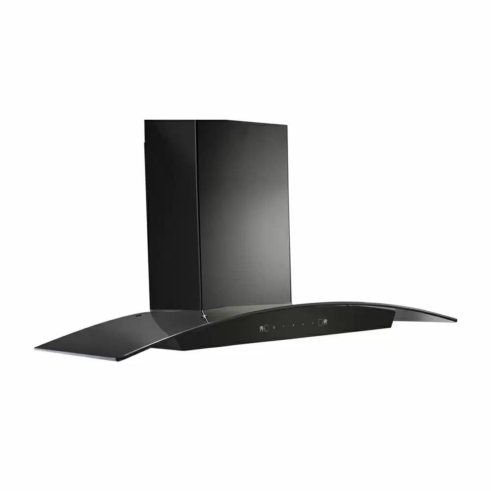 Glen CH 6060 BL MS AC 90 cm Heat Auto Clean Filterless Curved Glass Wall Mounted Kitchen Chimney, Suction Capacity 1200 m³/hr - Black