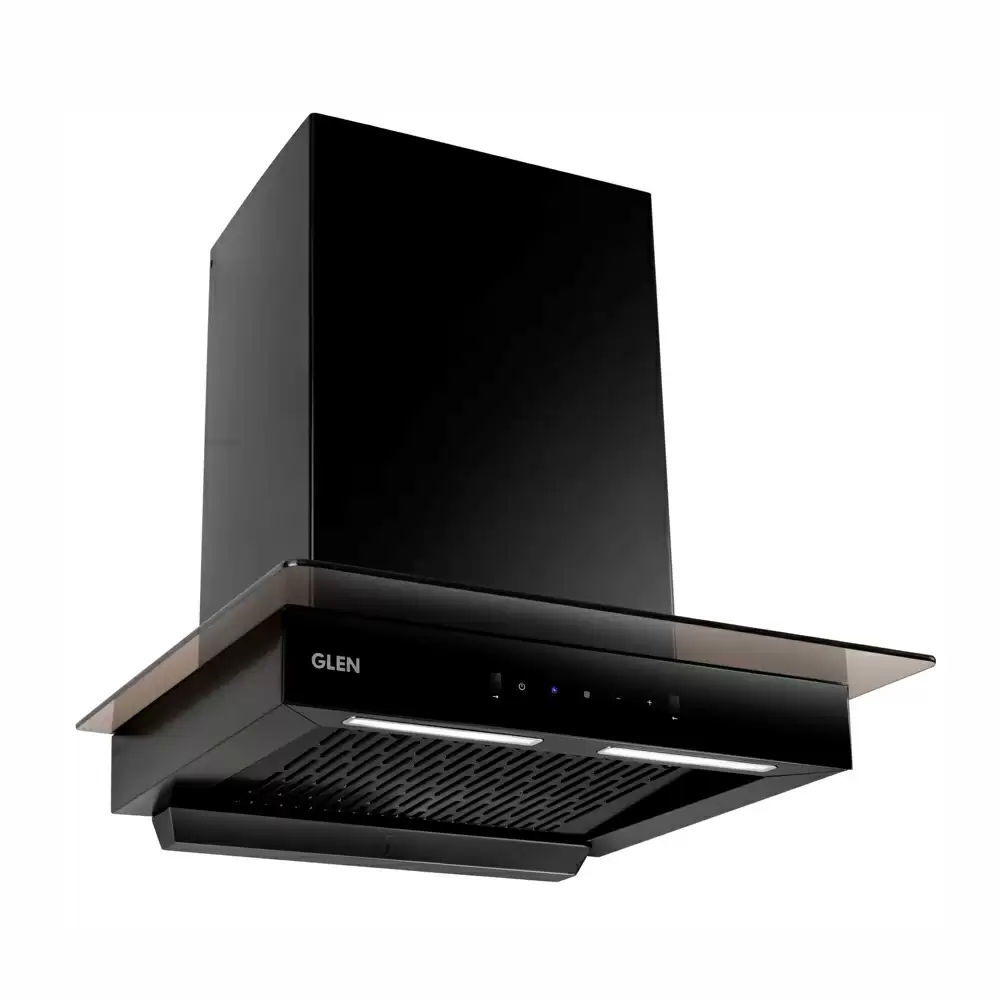 Glen CH 6062 BL MS AC 60 cm Heat Auto Clean Filterless Hood Wall Mounted Kitchen Chimney, Suction Capacity 1200 m³/hr - Black