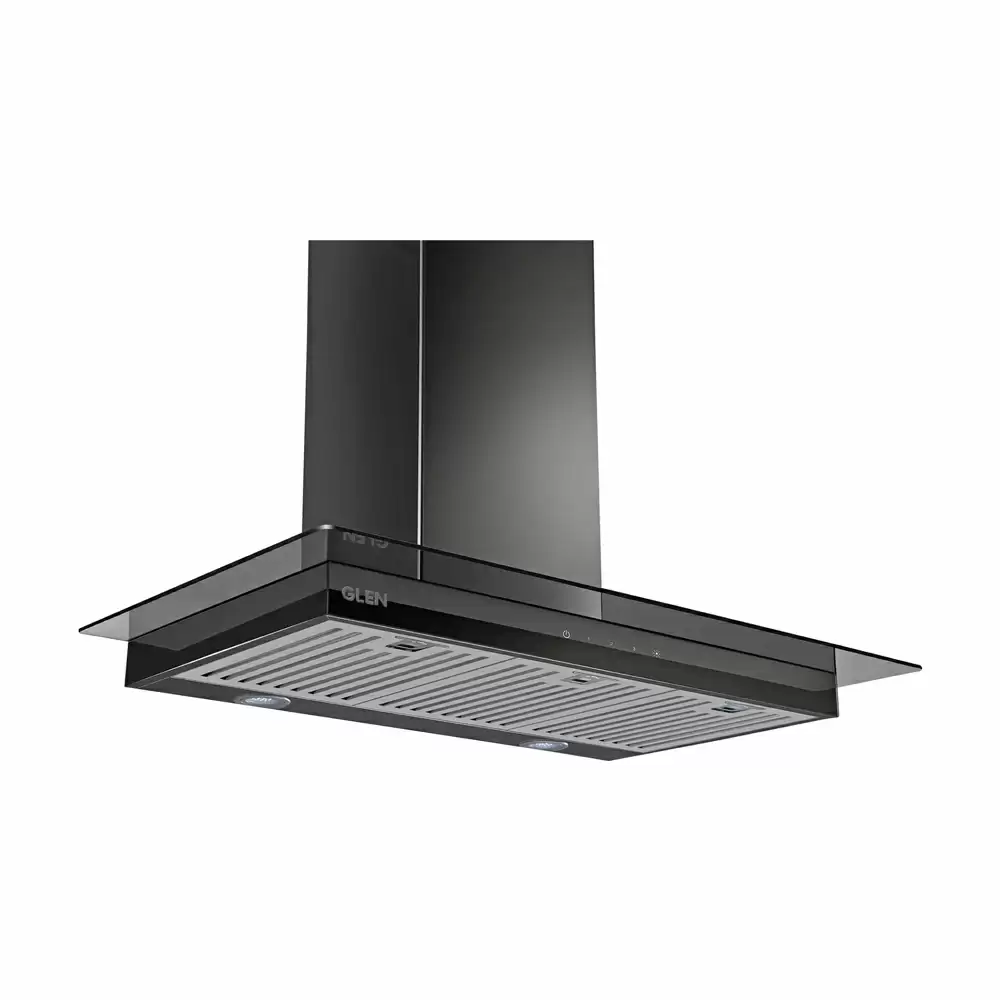 Glen CH 6062 TS 90 cm Baffle Filter Hood Wall Mounted Kitchen Chimney, Suction Capacity 1250 m³/hr - Black