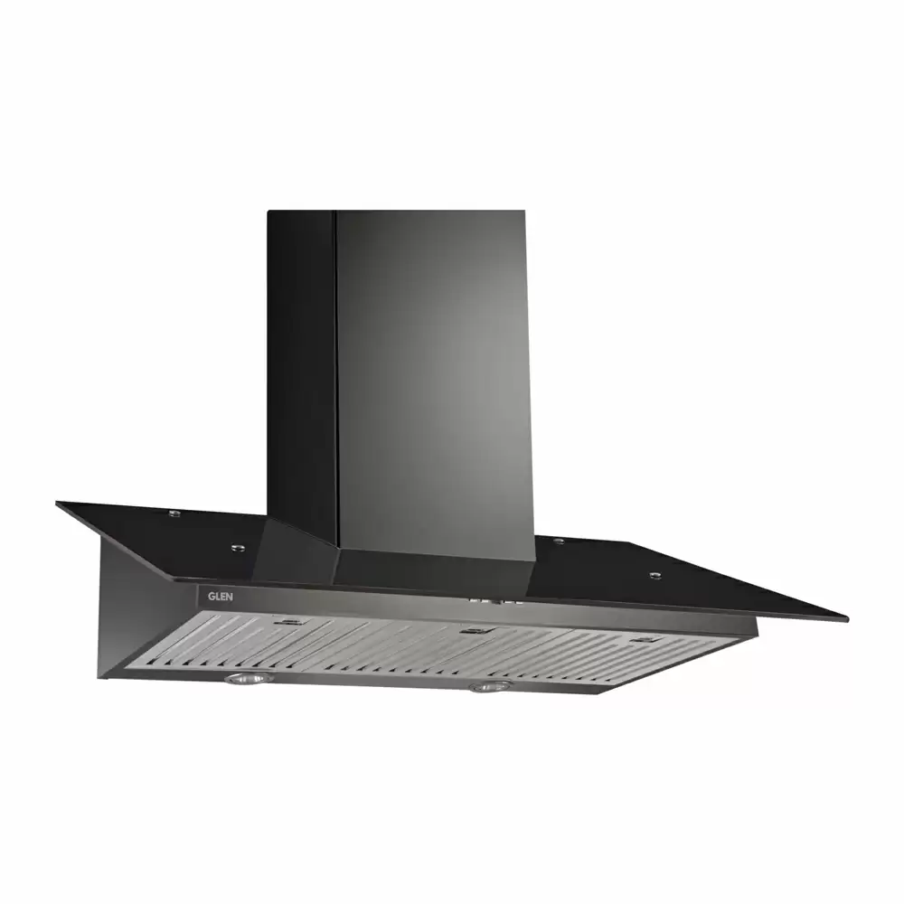 Glen CH 6077 90 cm Baffle Filter Hood Wall Mounted Kitchen Chimney, Suction Capacity 1250 m³/hr - Black