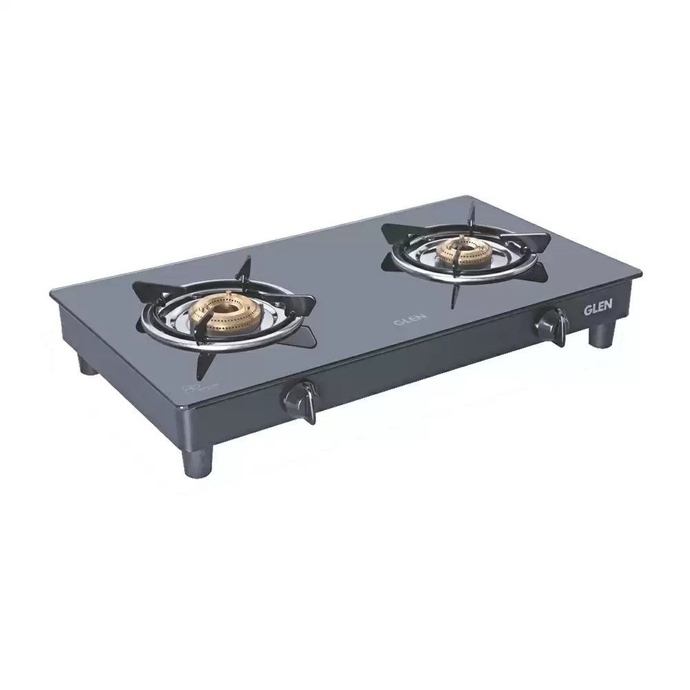 Glen CT 1020 GT XL BB 63 cm 2 Brass Burner Manual Ignition Cooktop - Black (2 Years Warranty)