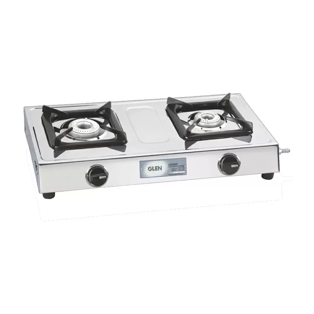 Glen CT 1020 SS 62 cm 2 Aluminium Burner Manual Ignition Cooktop - Silver (2 Years Warranty)