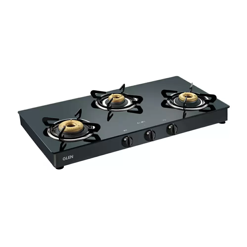 Glen CT 1038 GT FB DD 78 cm 4 Brass Burner Manual Ignition Cooktop - Black (2 Years Warranty)