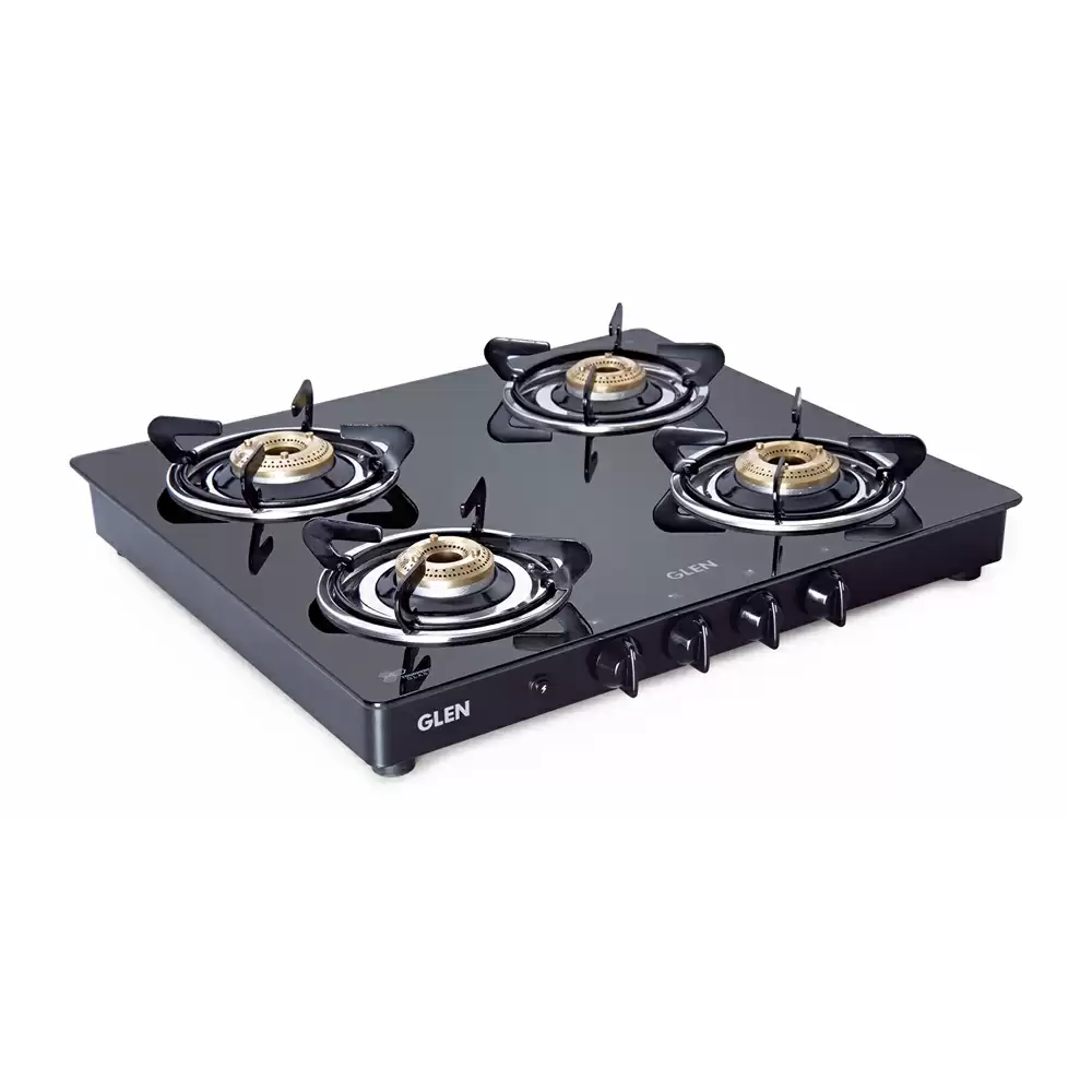 Glen CT 1041 GT BB 60 cm 4 Brass Burner Manual Ignition Cooktop - Black (2 Years Warranty)