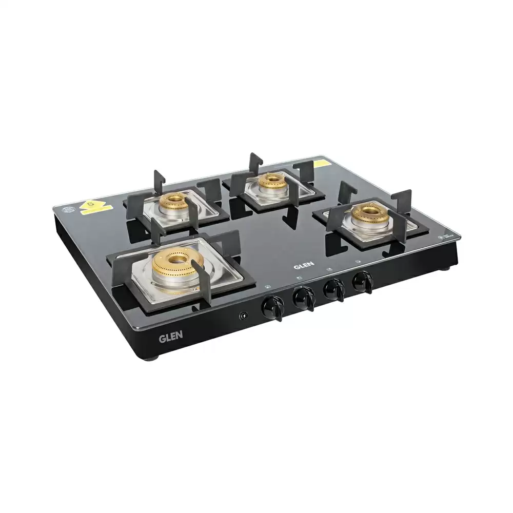 Glen CT 1048 SQ GT FB 71 cm 4 Brass Burner Auto Ignition Cooktop - Black (2 Years Warranty)