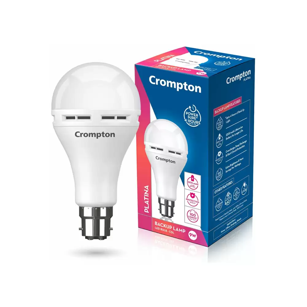 Crompton Platina B22D Base 9 Watt Emergency LED Bulb - Cool Daylight