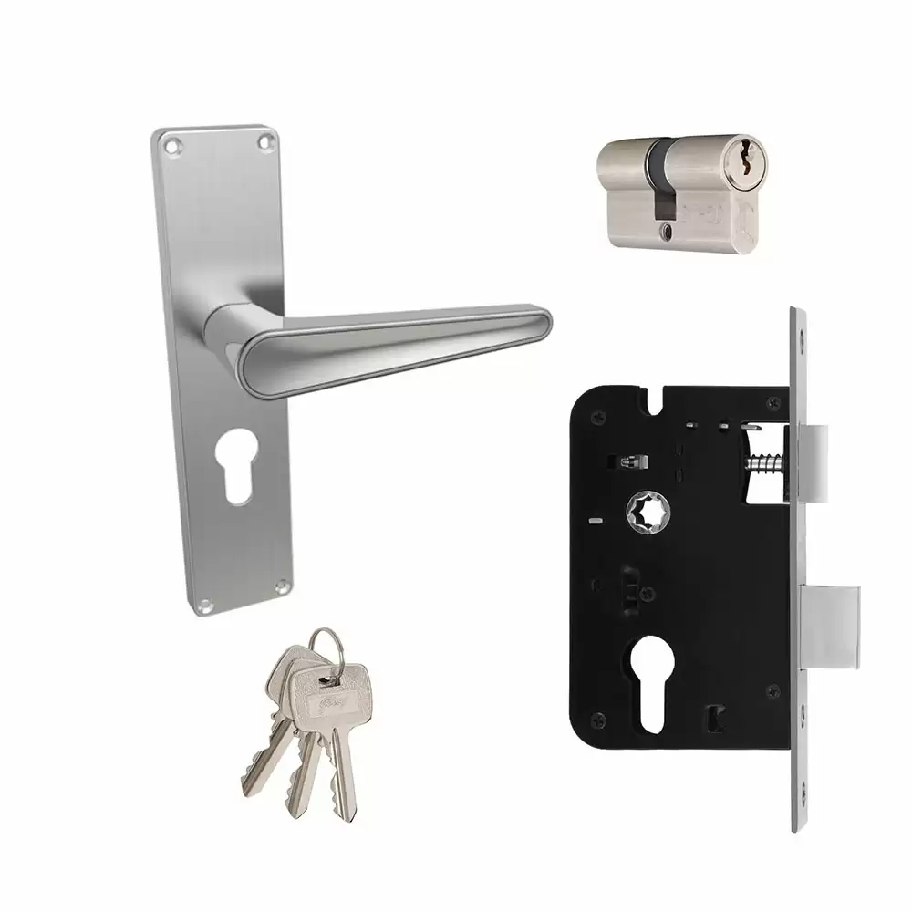 Godrej NEH 19 Satin Steel 10 Inch Both Side Key Door Handleset- 2660