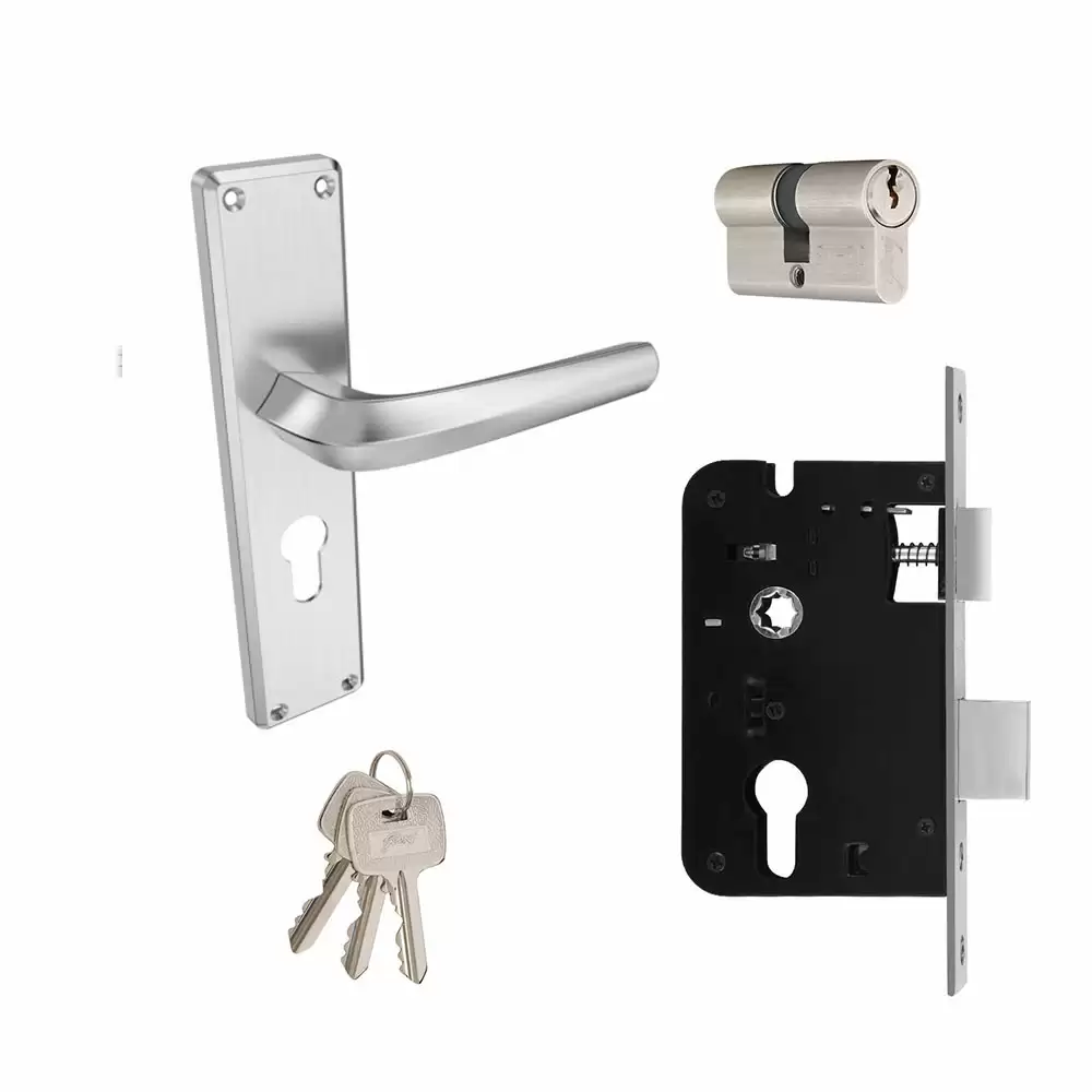 Godrej NEH 20 Satin Steel 8 Inch Both Side Key Door Handleset- 2947