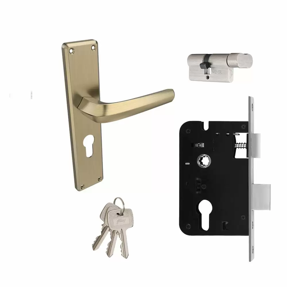 Godrej NEH 20 Antique Brass 8 Inch One Side Key & One Side Knob Door Handleset- 3135