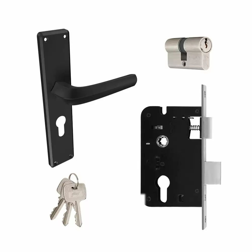 Godrej NEH 20  Matt Black 8 Inch Both Side Key Door Handleset- 3209