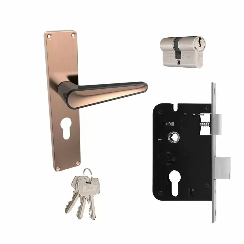 Godrej NEH 19 Black Antique Copper 8 Inch Both Side Key Door Handleset- 3215