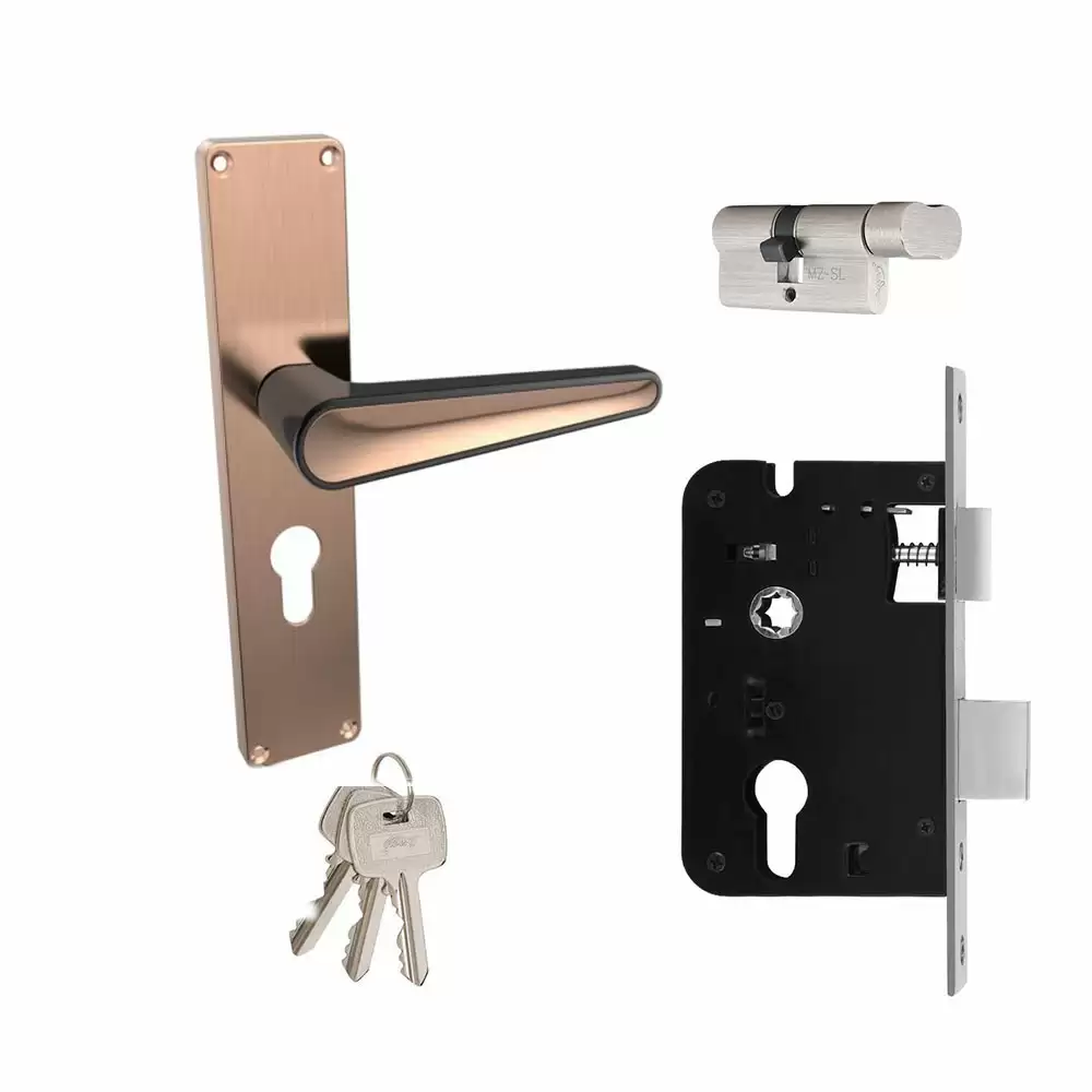 Godrej NEH 19 Black Antique Copper 10 Inch One Side Key & One Side Knob Door Handleset- 3214