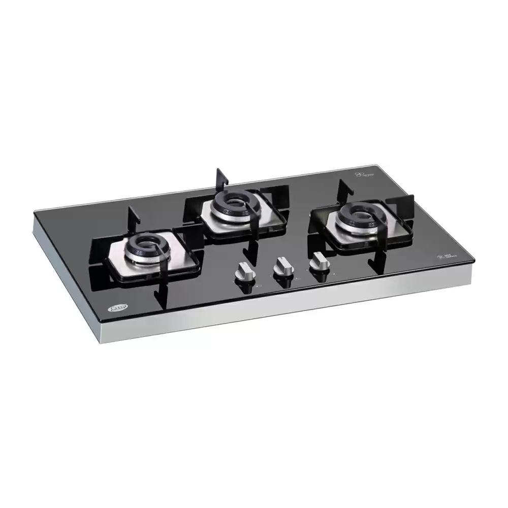 Glen BH 1073 SQF IN 73 cm 3 Italian Burner Auto Ignition Glass Top Built-in Hob - Black (2 Years Warranty)  