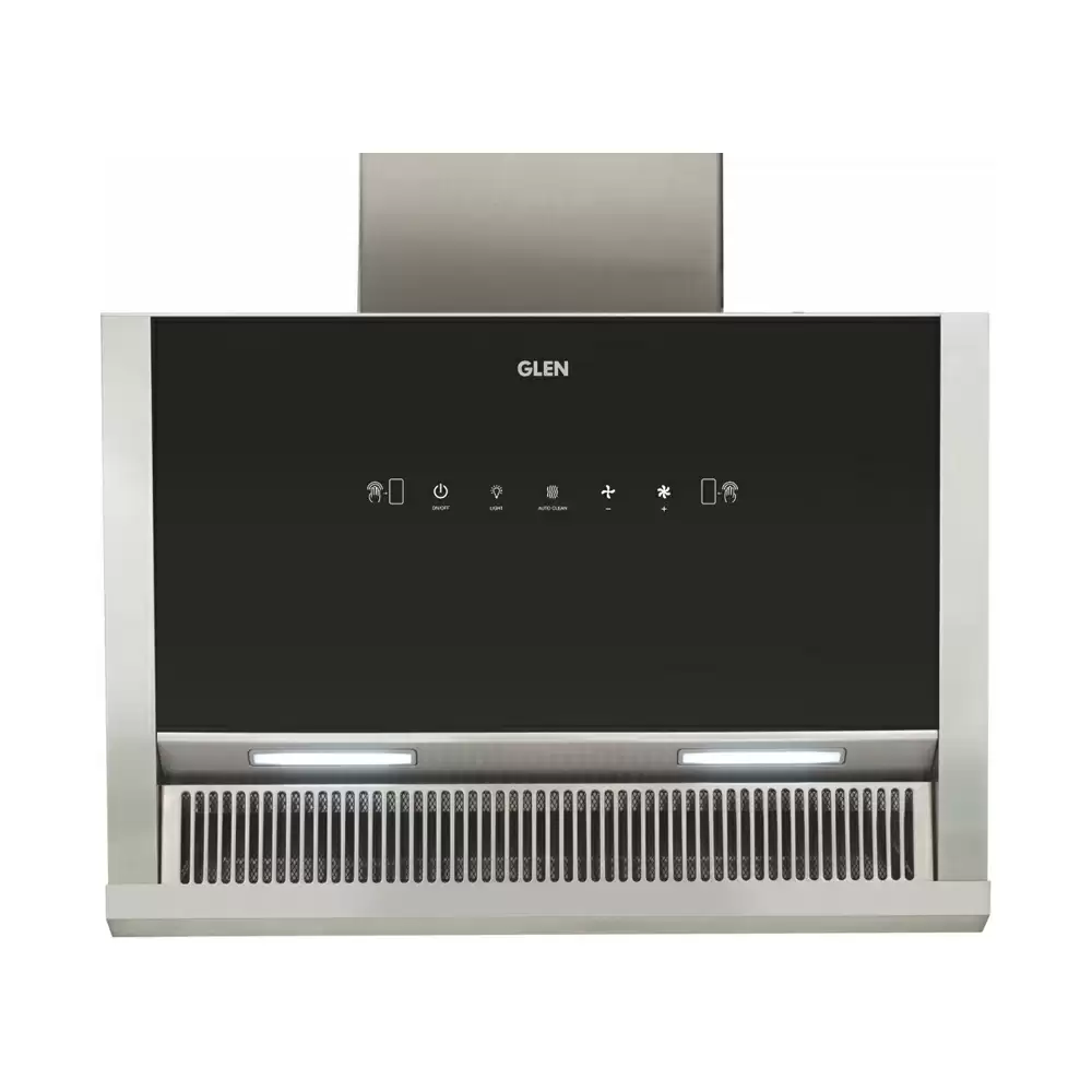 Glen CH 6072 MS AC 60 cm Heat Auto Clean Filterless Hood Wall Mounted Kitchen Chimney, Suction Capacity 1400 m³/hr - Black & Silver