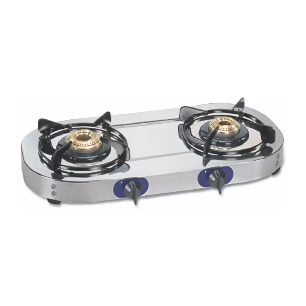 Glen CT 1026 SS BB 66 cm 2 Brass Burner Manual Ignition Cooktop - Silver (2 Years Warranty)