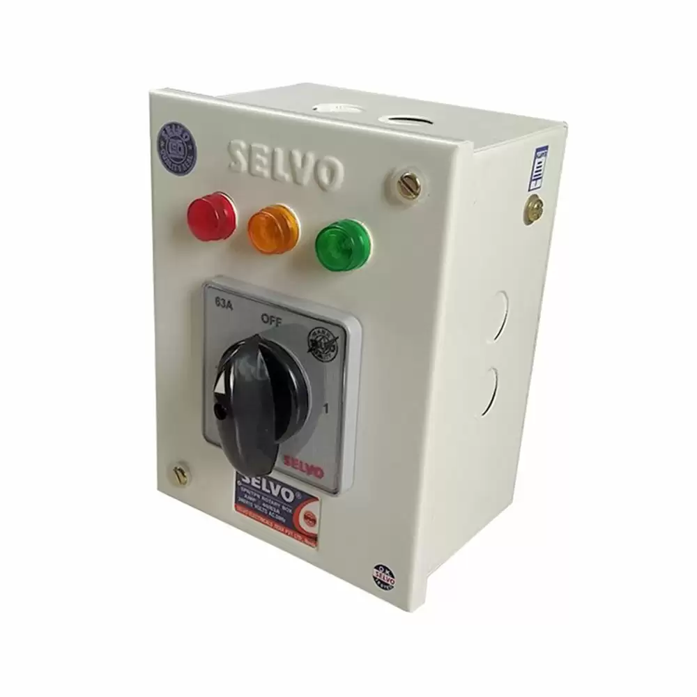 Selvo 63A SPN Phase Selector Enclosure with Duly Wired 1 Pole Cam Operated Rotary Switch Fitted- GSELSPN11076