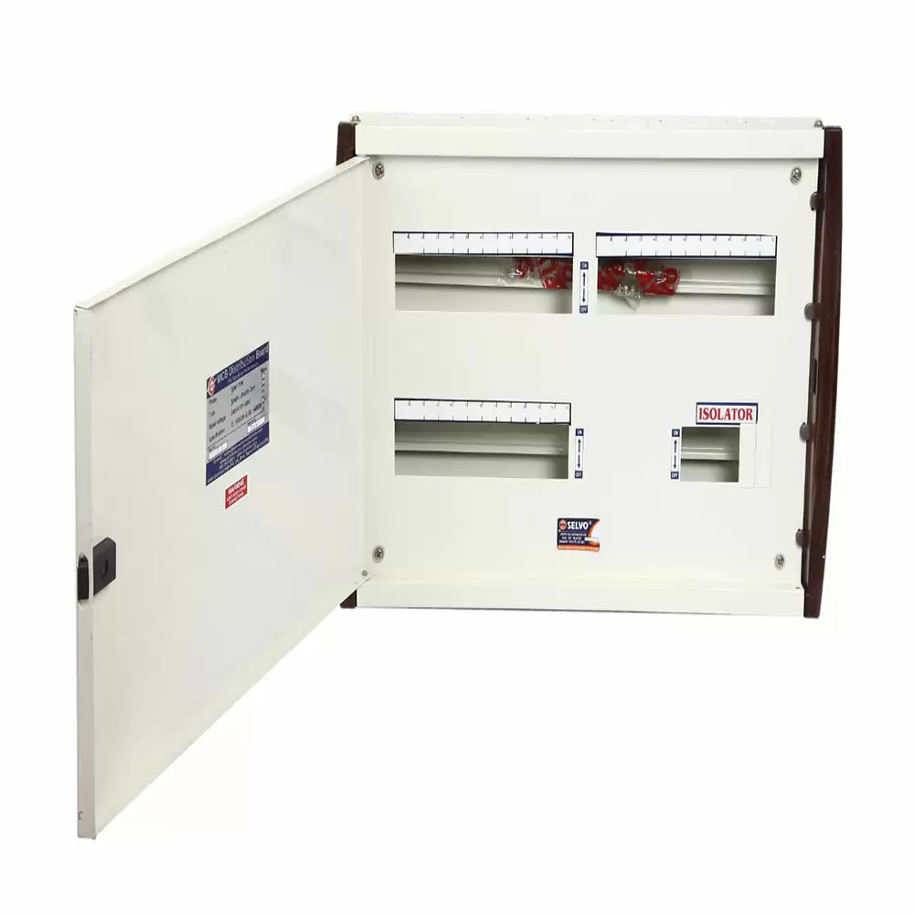 Selvo 12 Way Three Phase Neutral Double Door Distribution Board With Door Earthing- GSELTPN11042