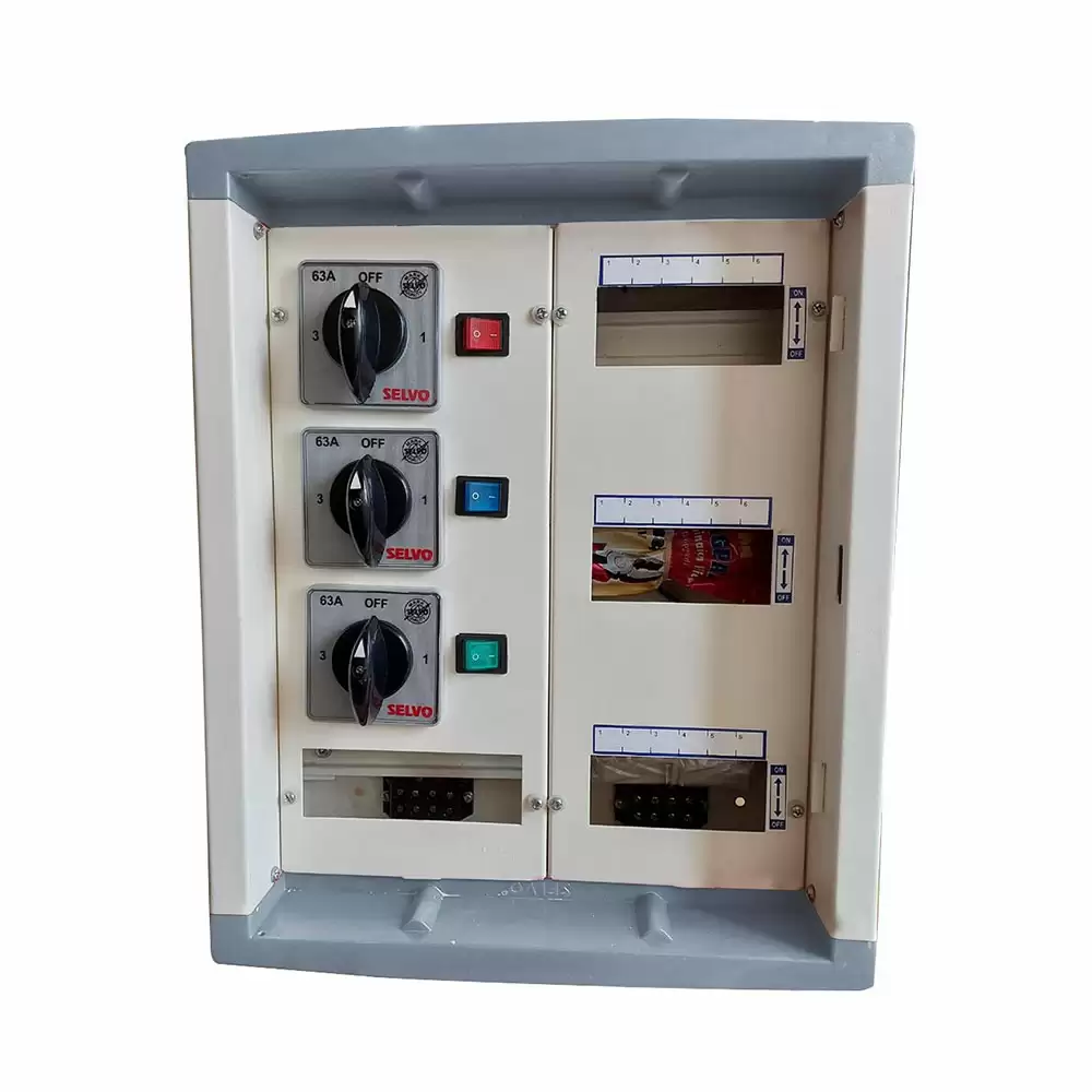 Selvo 63A 6 Ways TPN Phase Selector Distribution Board Fitted with 1 Pole 3 Ways Rotary Switch- GSELTPS11063