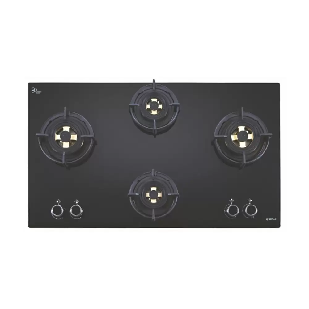 Elica DFS FB MFC 4B 91 DX 91 cm 4 Burner Auto Ignition Glass Top Built-in Hob - (Black)