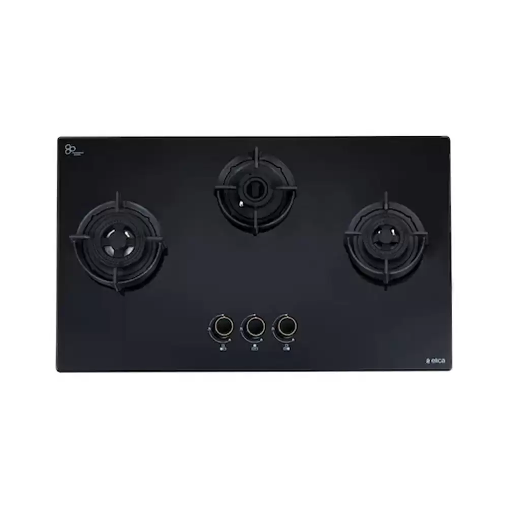 Elica Flexi DFS AB 3B 75 DX 75 cm 3 Burner Auto Ignition Glass Top Built-in Hob - (Black)