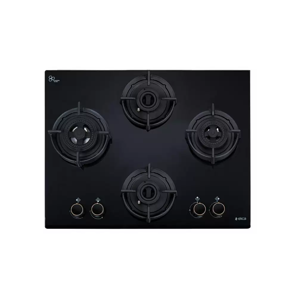 Elica Flexi DFS AB 4B 60 DX 60 cm 4 Burner Auto Ignition Glass Top Built-in Hob - (Black)