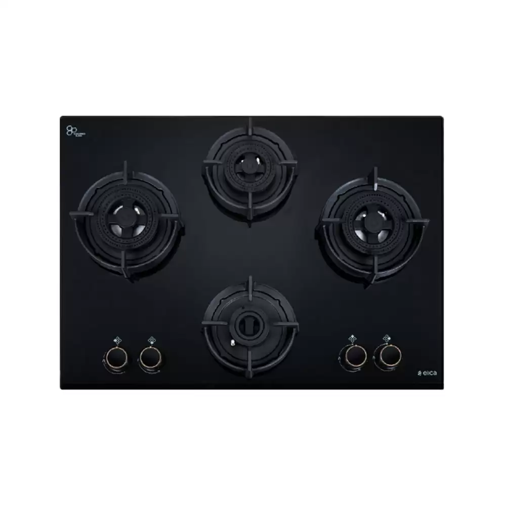 Elica Flexi DFS AB 4B 70 DX 70 cm 4 Burner Auto Ignition Glass Top Built-in Hob - (Black)