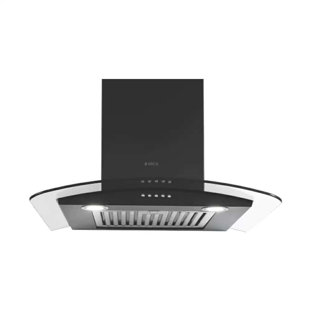 Elica Glace SF ETB PLUS LTW NERO PB LED 60 cm Baffle Filter Kitchen Chimney, Suction Capacity 1220 m³/hr (Black)