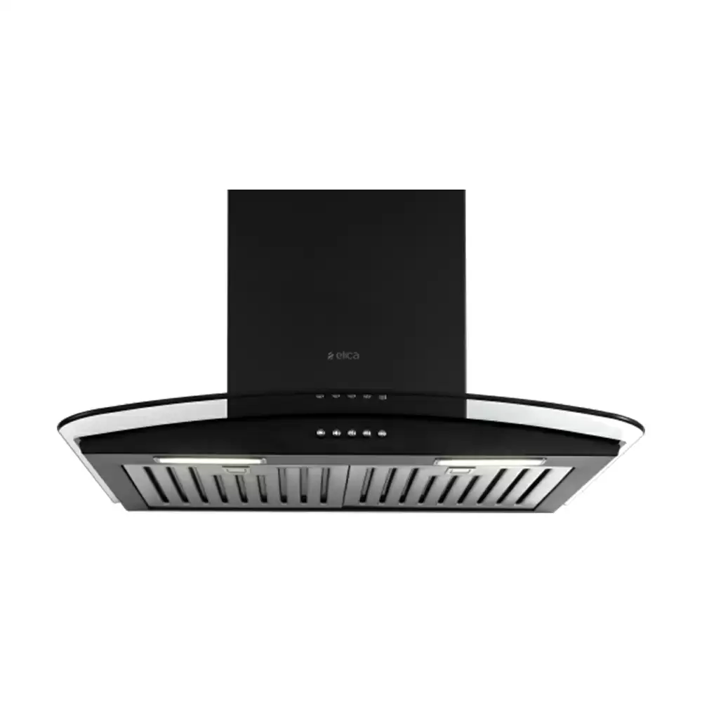 Elica Glace TF ETB PLUS LTW NERO PB LED 60 cm Baffle Filter Kitchen Chimney, Suction Capacity 1220 m³/hr (Black)