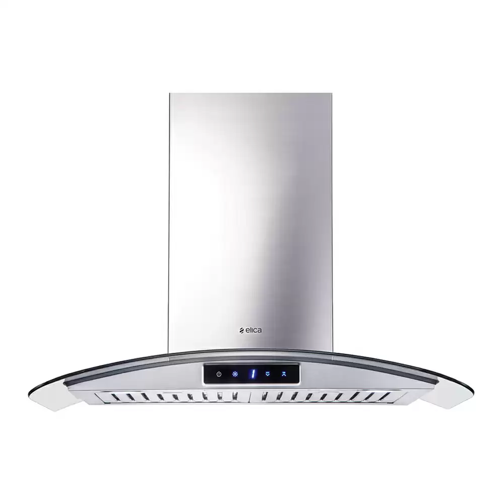 Elica Glace Trim ETB Plus LTW T4V LED 75 cm Baffle Filter Kitchen Chimney, Suction Capacity 1220 m³/hr (Silver)