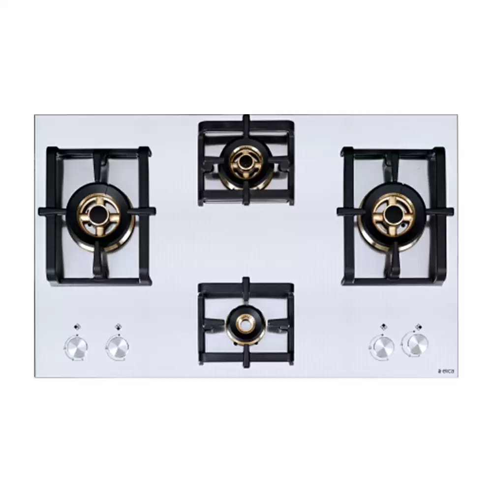 Elica Inox Pro FB MFC 4B 91 DX FFD 90 cm 4 Burner Auto Ignition Glass Top Built-in Hob - (Silver)