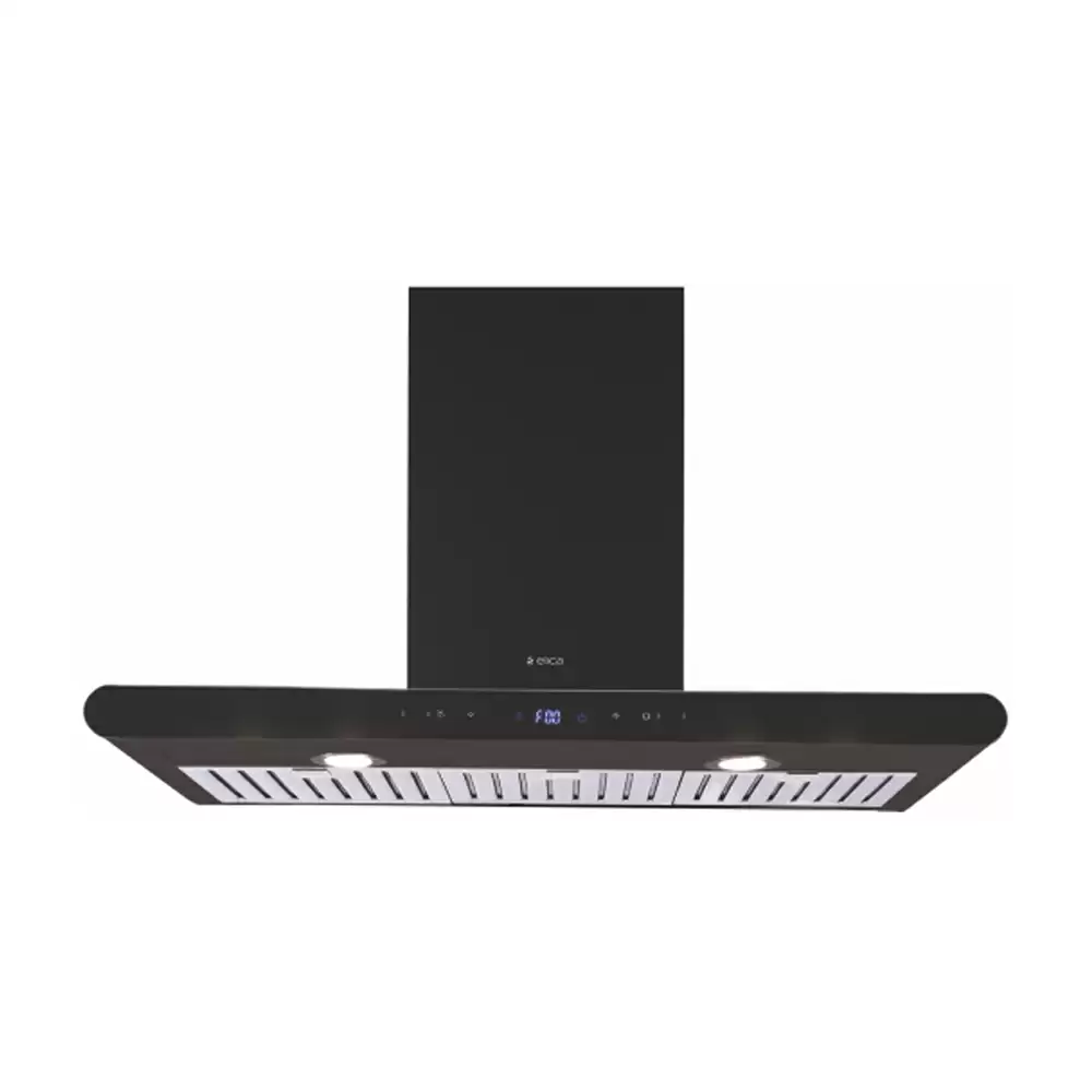 Elica Ismart Galaxy BF Island LTW NERO 90 cm Baffle Filter Kitchen Chimney, Airflow 2500 RPM (Black)