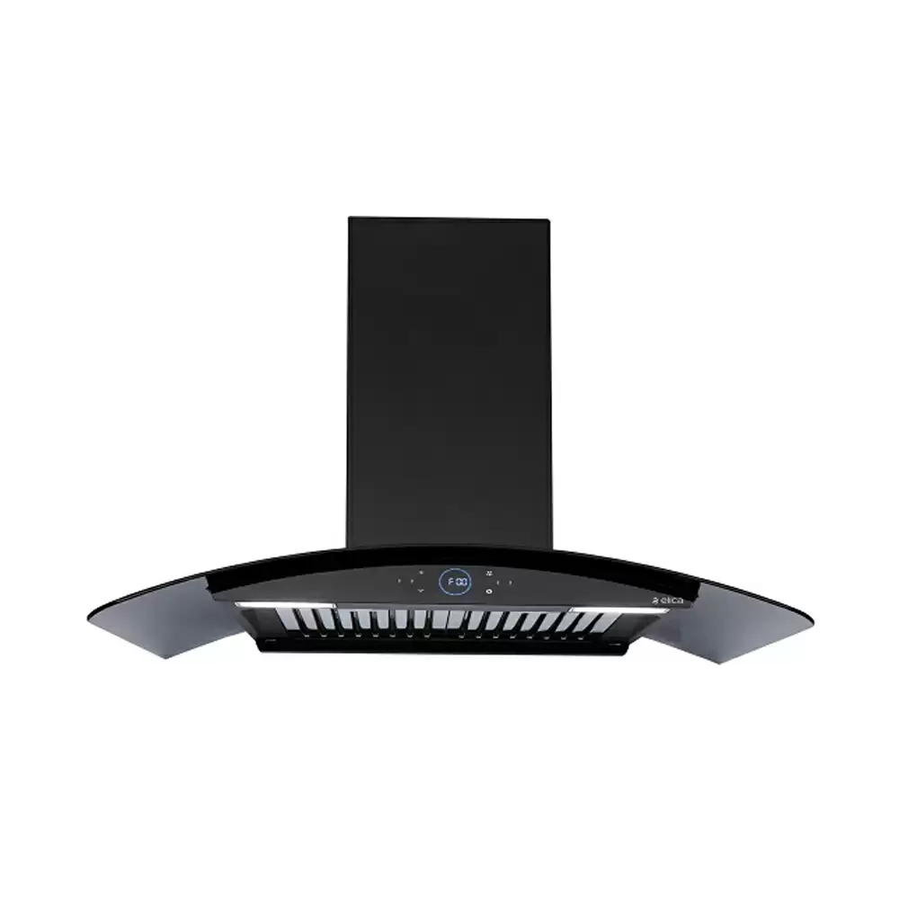 Elica Ismart Glace HAC BF LTW NERO 60 cm Baffle Filter Kitchen Chimney, Suction Capacity 1425 m³/hr (Black)