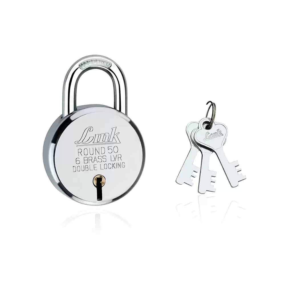 Link 50 mm BCP Hardened Shackle Padlock With Keys- Nickel Finish