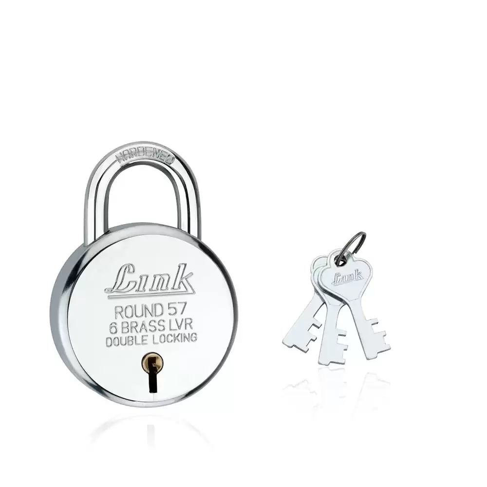 Link 57 mm Hardened Shackle Padlock With Keys- Nickel Finish