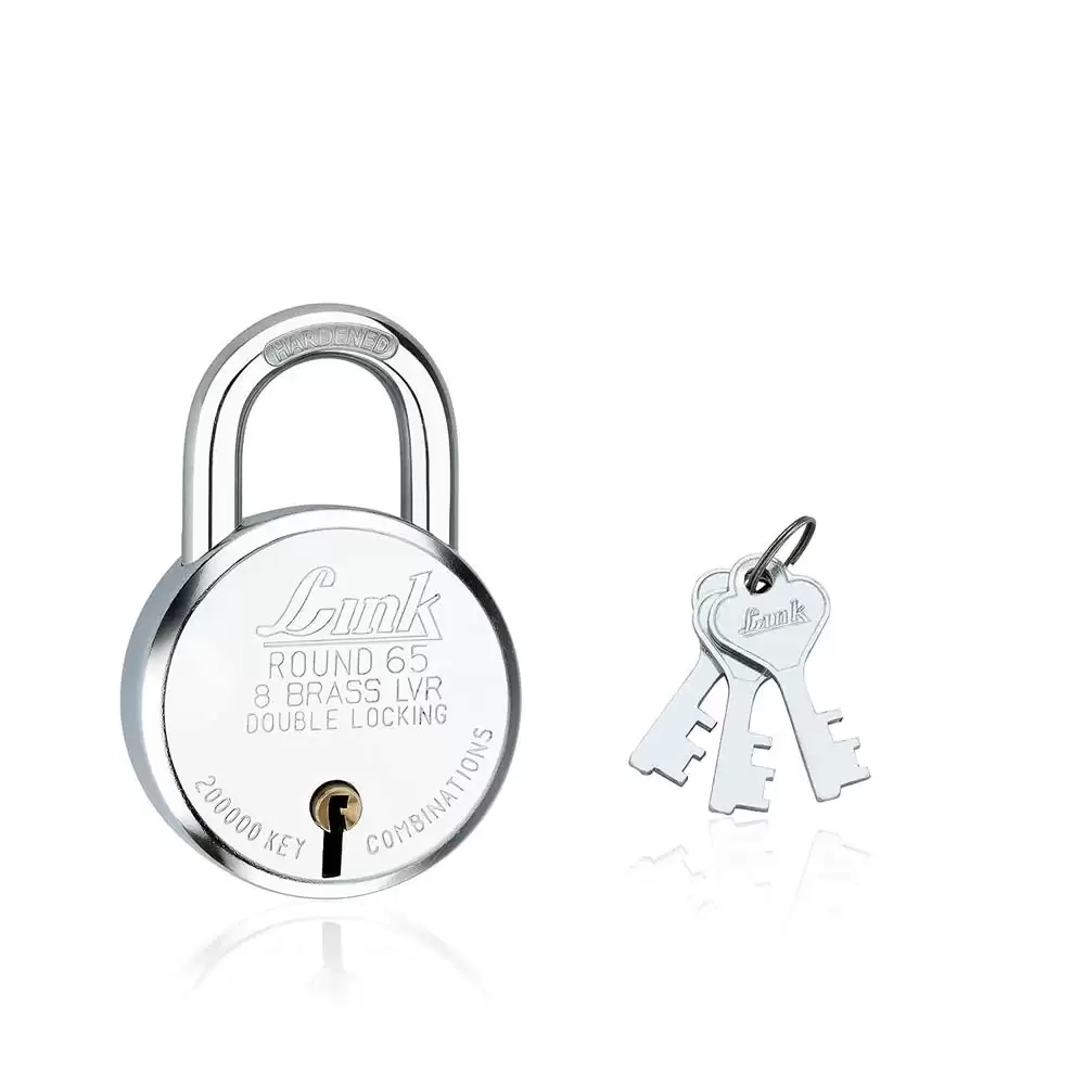 Link 65 mm BCP Hardened Shackle Padlock With Keys- Nickel Finish