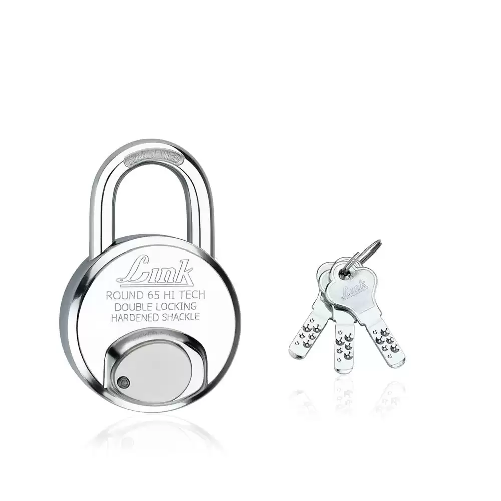 Link HT R-65 mm Hardened Shackle Padlock With Keys- Nickel Finish