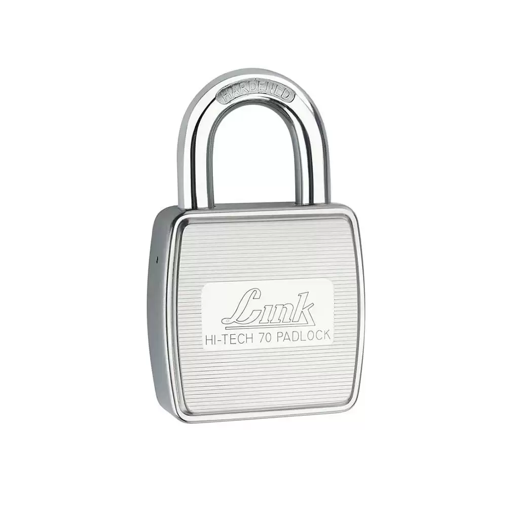 Link 70 mm Hardened Shackle Padlock With Keys- Nickel Finish