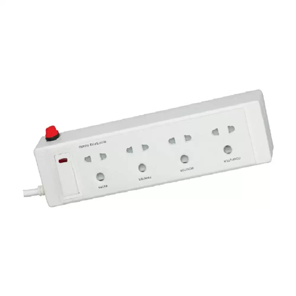 Anchor 6 Amp 4 Shutter Socket & 1 Switch Extension Board With 1.5 Mtr Extension Cord  - White (20518)