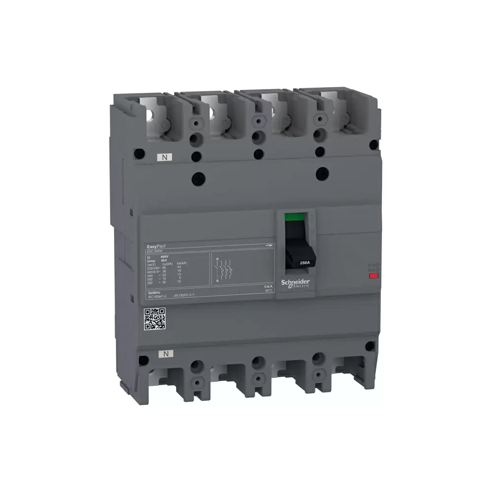 Schneider Electric EZC250H 125 Amp Four Pole 3d Easypact TMD Circuit Breaker