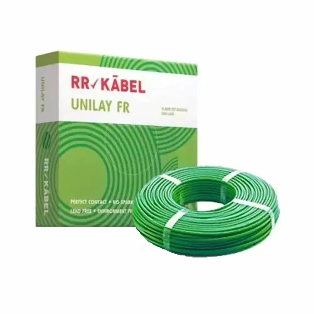 RR Kabel Unilay HR FR 90 Meter PVC Insulated 100% Copper Industrial Cables- 6.0 Sq mm (Green)