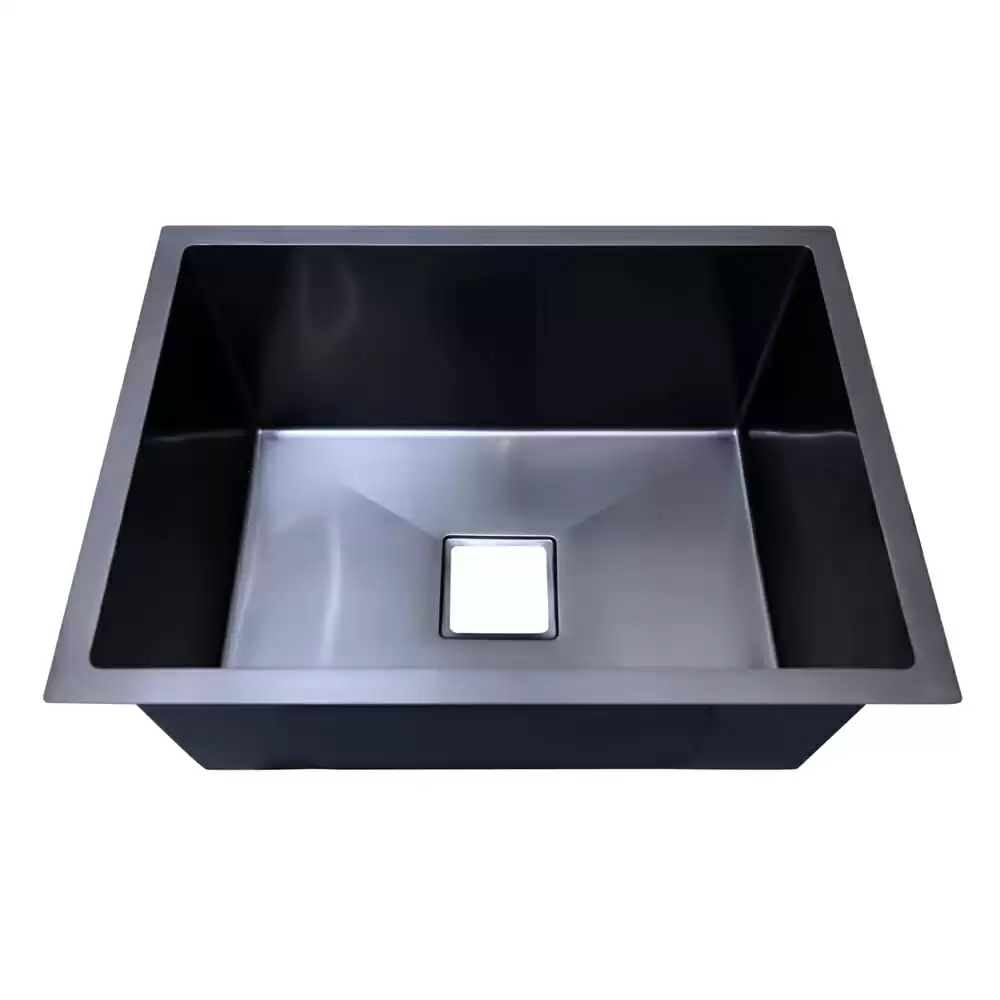 Crocodile 304 Grade Single Bowl Stainless Steel Handmade Kitchen Sink, Black (18 x 16 x 10) inches