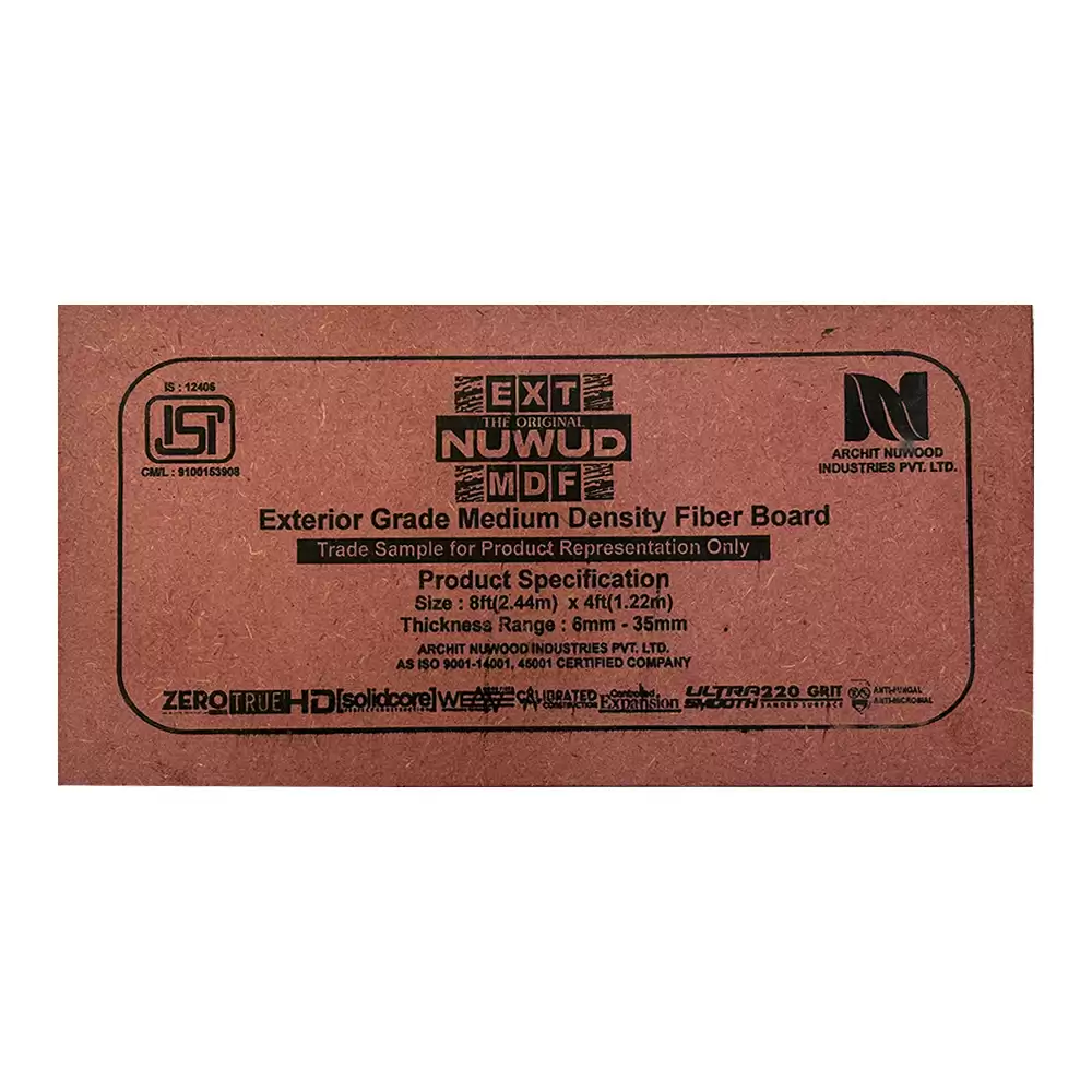 Nuwud 7.50 mm Thick Exterior Grade Plain MDF Board - (8 L x 4 W) Feet